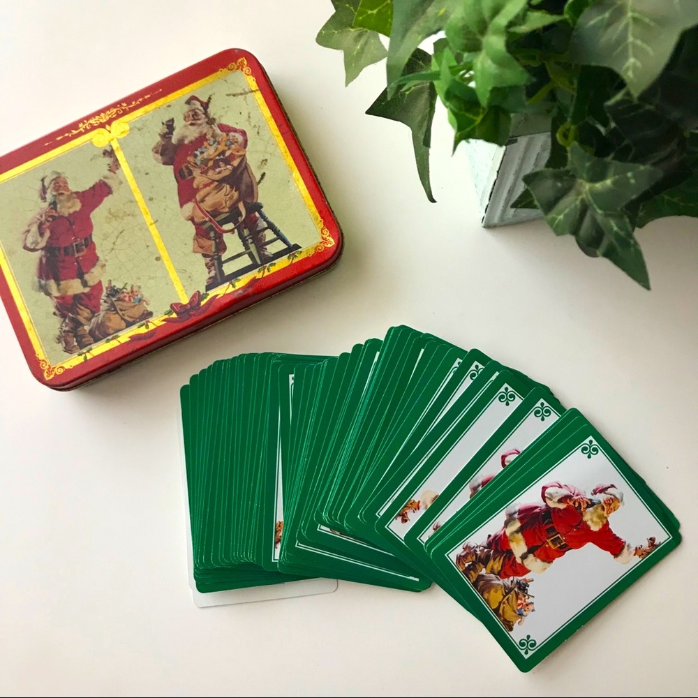 SOLD- Vintage Coca-Cola Santa Playing Cards & Tin